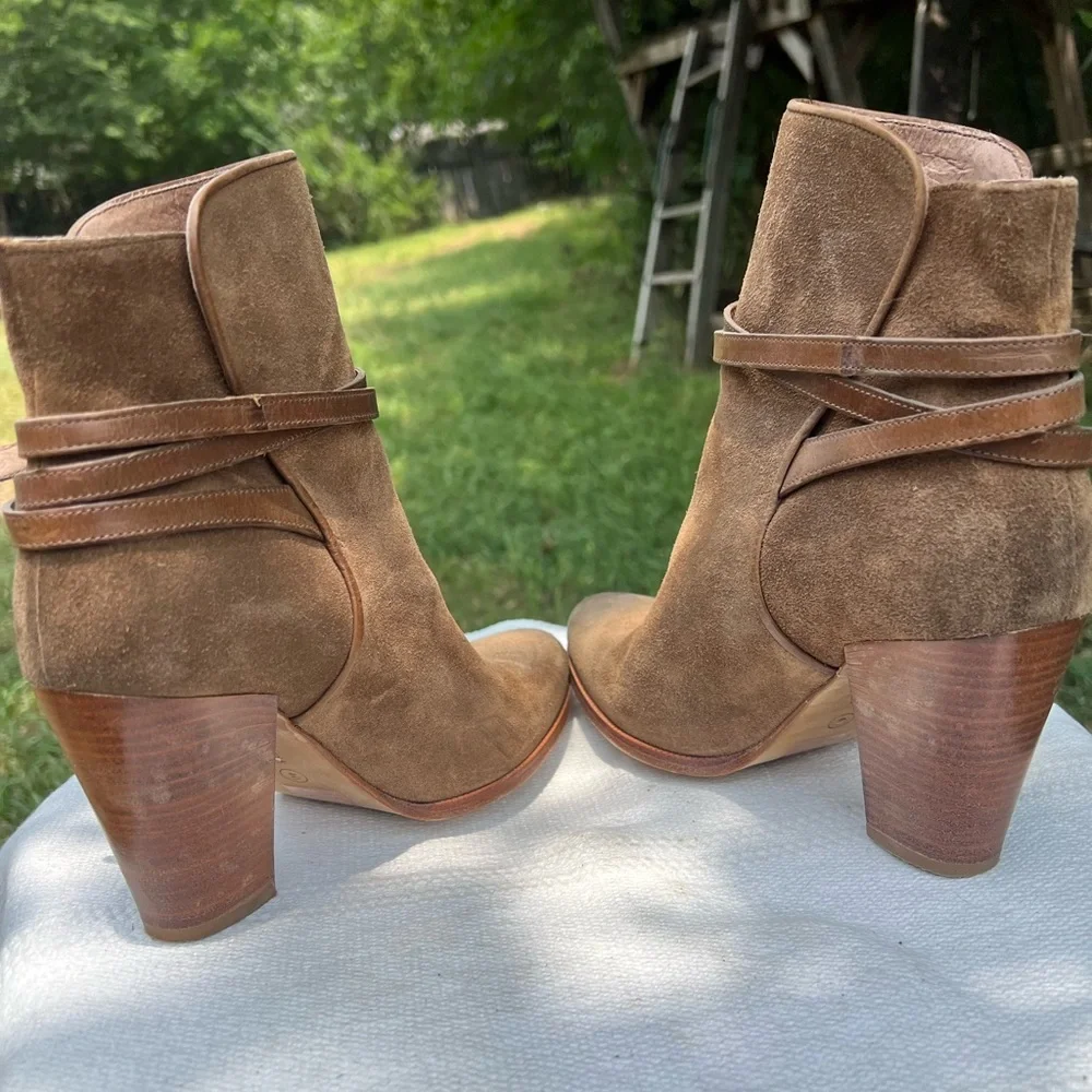 Allsaints Brown Suede Heeled Ankle Boots Size 40 9.5